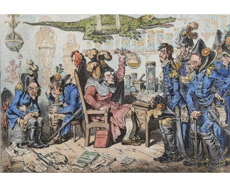 James Gillray – ‘French Generals retiring, on account of their health; with Lepaux presiding in the Directorial Dispensary’, 