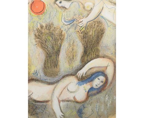 Marc Chagall – The Awakening of Boaz, lithograph in colours on wove paper, from the edition of 6500 printed by Mourlot and pu