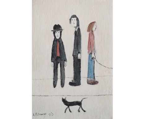 Laurence Stephen Lowry [L.S. Lowry] – ‘Three Men and a Cat’, offset lithograph signed in ink and with Fine Art Trade Guild bl