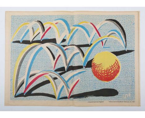 David Hockney – ‘A Bounce for Bradford’, four colour lithograph, printed by the Bradford Telegraph &amp; Argus 1987, 42cm x 5