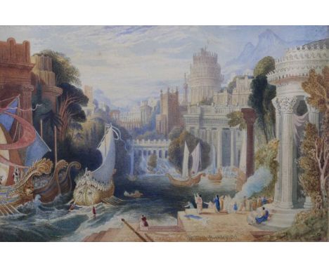 William Bulkley – Classical Capriccio, 19th century watercolour, signed, 14cm x 21.5cm, within a gilt frame, together with a 