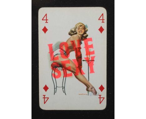 Dave Buonaguidi – ‘Love Sexy’, a pair of screenprints on playing card, each 9cm x 5.5cm, both within painted wood frames.