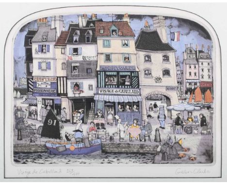 Graham Clarke – ‘Visage de Cabillaud’, late 20th/early 21st century etching with aquatint and hand-colouring, signed, titled 