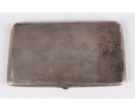 A George V silver rectangular engine turned cigarette case, the interior inscription engraved, Birmingham 1913 by Horace Wood