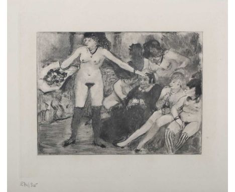 Maurice Potin, after Edgar Degas - Fête de la patronne (The patron's birthday party), aquatint with roulette over photogravur