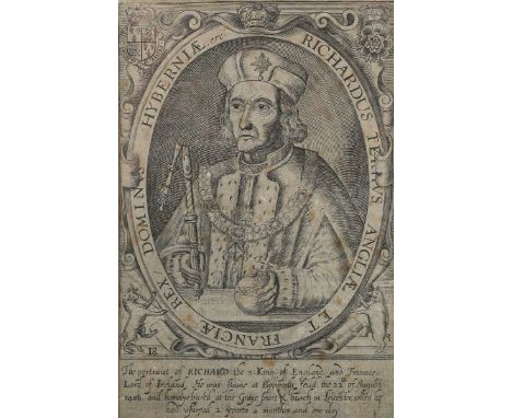 Renold or Reginold Elstrack – King Richard III, 17th century engraving with etching, 17cm x 11cm, within an ebonized wood fra