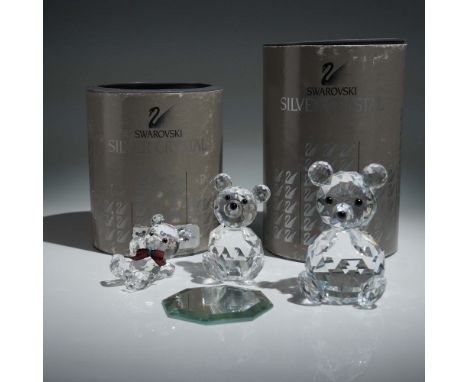 This sweet 3 piece Swarovski Silver Crystal teddy bear set includes two big cuddly bears and an adorable Kris Bear with a fes
