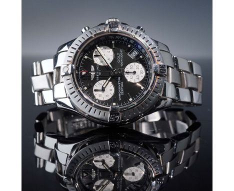 Breitling Colt Chronograph men's wristwatch, reference A73350, crafted in polished stainless steel with a 38mm case. Powered 