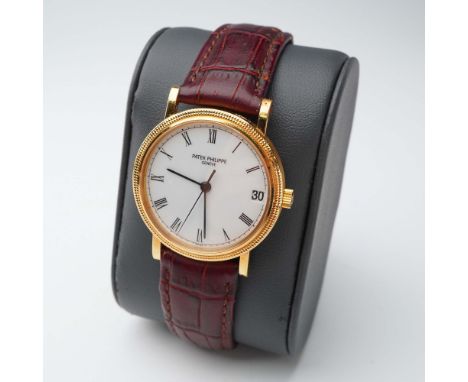 A timeless design from one of Switzerland's most prestigious watchmakers, this Patek Philippe wristwatch features a refined w