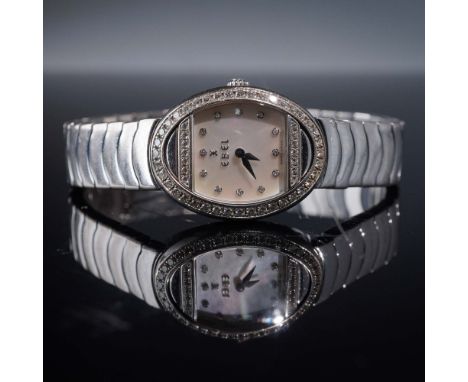 Luxurious Ebel wristwatch, model Satya 3057B1, crafted in solid 18K white gold. The case is marked 18K 750 Swiss on the back 