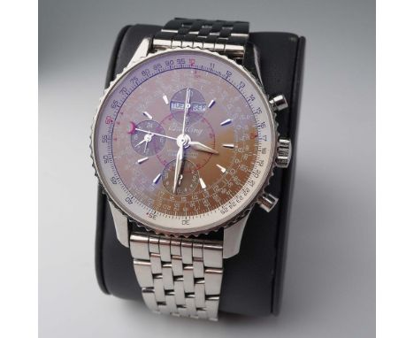 A refined Breitling Navitimer Montbrillant Datora men's chronograph wristwatch, reference A21330, featuring a rich brown dial