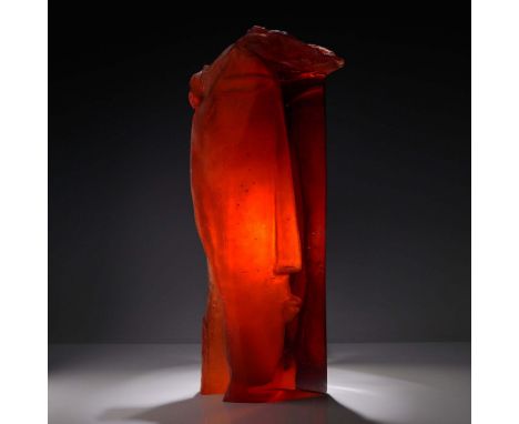 Glass sculpture by Stanislav Libensky (Czech, 1921-2002) and Jaroslava Brychtova (Czech, 1924-2020). The piece is formed from