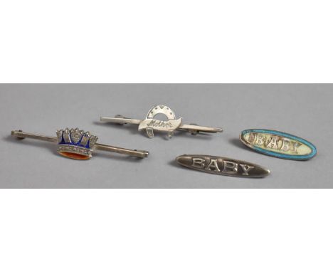 A Collection of Four Early 20th Century Silver Brooches, Two Having Enamel Work, Etc 