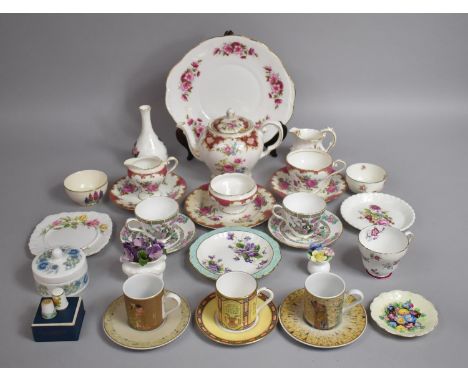 A Collection of Various Ceramics to comprise Aynsley Tea Trio, Milk and Sugar Together with Cake Plate, Shelley Coffee Can, B