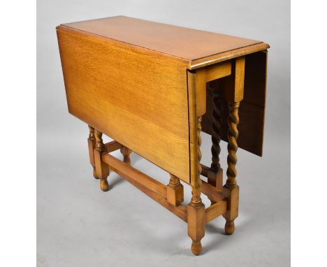 A Mid 20th Century Light Oak Drop Leaf Gate Legged Barley Twist Occasional Table, 84cm wide 