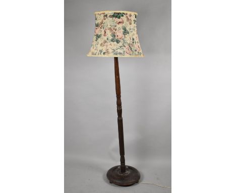 A Mid 20th Century Oak Standard Lamp with Shade 