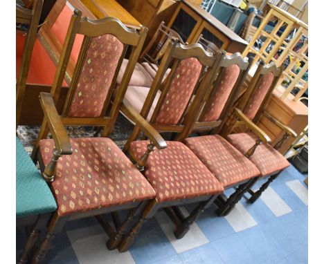 A Set of Four Old Chair Tapestry Upholstered Dining Chairs 