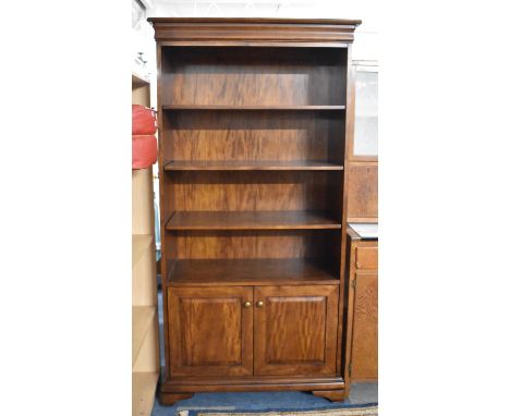 A Modern Three Shelf Open Bookcase with Cupboard Base, 94cm wide 