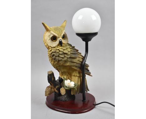 A Modern Novelty Table Lamp in the Form of Long Eared Owl, 32cm high 