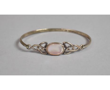 A Boxed Silver and Mother of Pearl Celtic Style Bangle. Import Mark for Birmingham. 