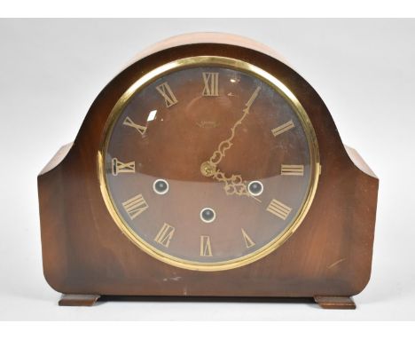 A Mid 20th Century Walnut Cased Westminster Chime Mantle Clock, with Pendulum but no Key 