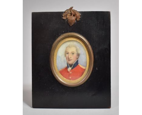 A Framed Oval Portrait Miniature of the Young Nelson Perhaps, Frame 12x10cm 