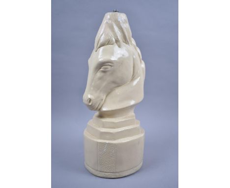 A Cast Plaster Table Lamp Base in the form of a Horses Head, 39cm high 