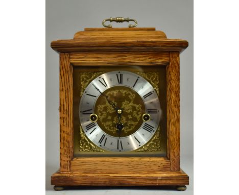 A Mid 20th Century Oak Westminster Chime Mantle Clock by Franz Hermle, 27cm high 