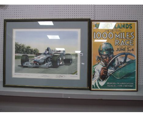 Motor Racing - Neil Newnham Limited Edition Colour Print of 500 'Winning in The First' featuring David Coulthard winning the 