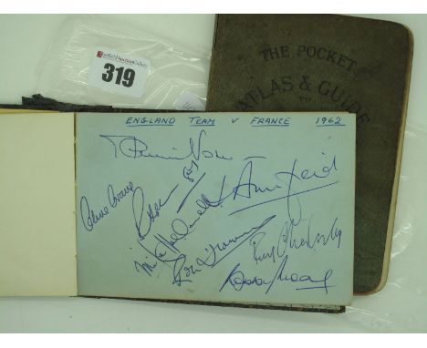 Autographs circa 1962 - 63, to include teams of West Ham &amp; England (France) featuring Bobby Moore. Leeds United, Southamp