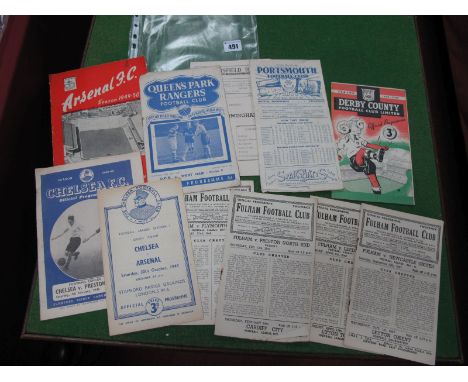 1940's Programmes. 1947-8 Fulham v. Newcastle. 48-9 Fulham v. Leeds, Preston, Plymouth. Chelsea v. Preston, Arsenal. Derby v.