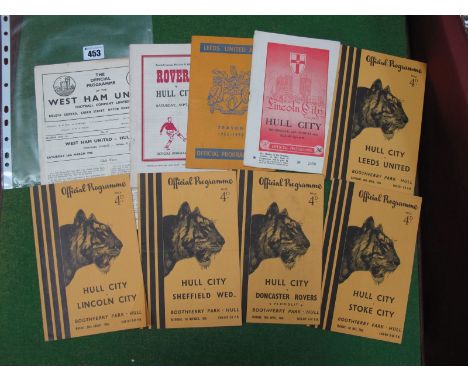 Hull City Home Programmes 1955 -6, five include v. Leeds, Sheffield Wednesday, five away's include at Leeds, West ham. (10)