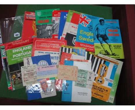 1966 World Cup Ticket for 12th July at Hillsborough, Stoke City tickets 67 - 8 Malmo v. Liverpool programme. England homes En