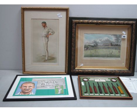 Vanity Fair, Vincent Brooks Lithograph 'Australian Cricket', 31 x 18.5cm. Robert Cruickshank coloured print 'North East View 