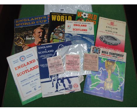 World Cup 1966. Villa Park ticket for Spain v. Argentina. souvenir publications. England homes tickets noted.