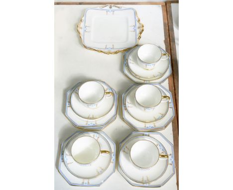 A PARAGON ART DECO BLUE AND GILT TEA SERVICE, PRINTED MARK, C1930