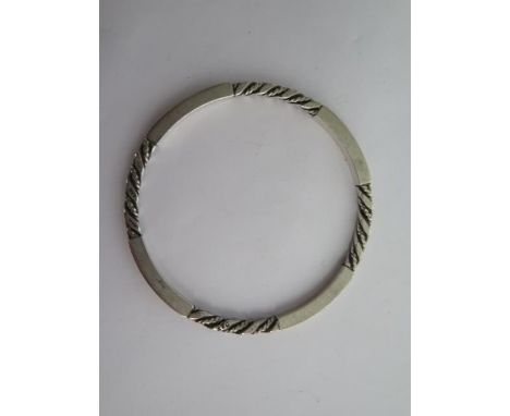 A Georg Jensen rope twist 925 silver bangle - exterior 7.5cm - approx weight 30 grams 