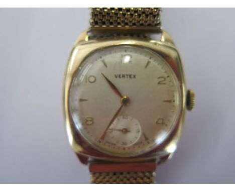A 9ct yellow gold Vertex presentation manual wind wristwatch on a plated strap - running - total weight approx 47 grams 
