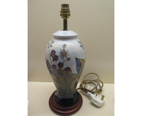 A Moorcroft bramble table lamp - Height 32cm - some crazing but generally good 