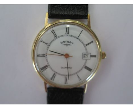 A 9ct yellow gold Rotary quartz gents wristwatch - 32mm case - running - total weight approx 26 grams 
