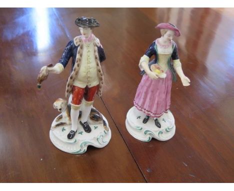 A pair of Spode Chelsea figures no 3 and no 4 - Height 20cm - both good 