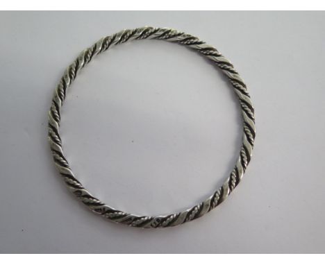 A Georg Jensen rope twist 925 silver bangle - exterior 7.5cm - approx weight 25 grams 