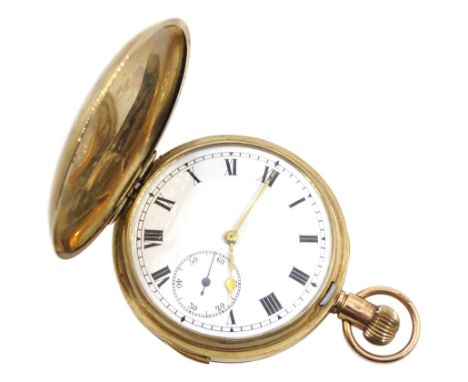 Early 20th century 9ct gold full hunter keyless repeating Swiss lever pocket watch, the back plate engraved 'Brevet 34984', w