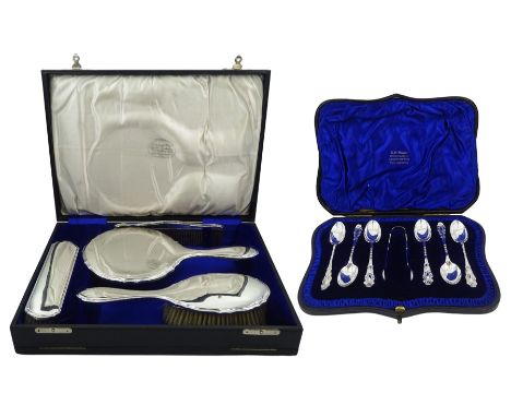 Late Victorian set of six silver teaspoons, hallmarked Josiah Williams &amp; Co, London 1897, and pair of late Victorian silv