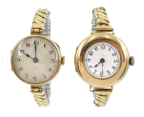 Longines 9ct gold manual wind wristwatch , case by Arthur Baume &amp; Co, London import marks 1926  and one other 9ct gold wr
