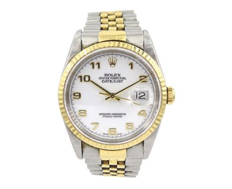 Rolex Oyster Perpetual gentleman's stainless steel and 18ct gold bracelet wristwatch, model No. 16233, serial No. A179880, wh