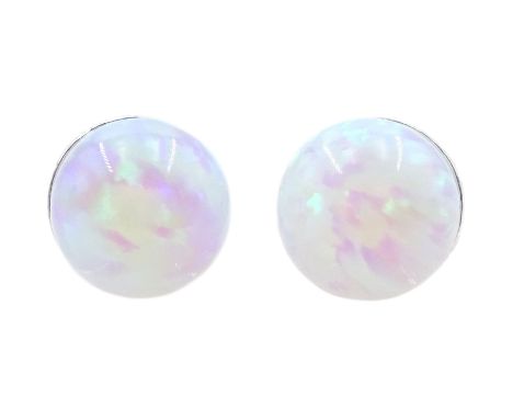 Pair of silver opal stud earrings, stamped 925