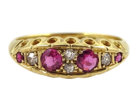 Early 20th century 18ct gold diamond and ruby ring, Birmingham 1916