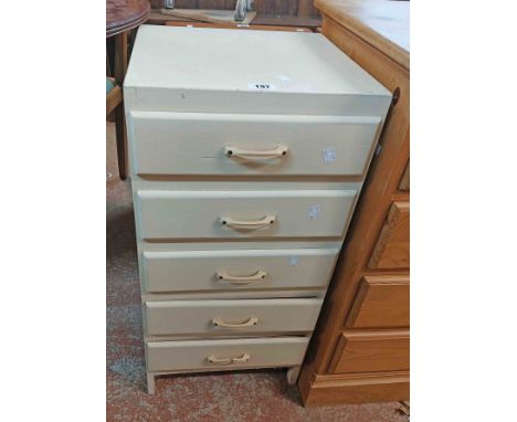 A 36cm vintage painted mixed wood chest with flight of five drawers