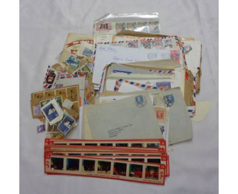 A small collection of posted letters, stamps on paper and a set of 1961 Chad Valley projector slides including Popeye and Wya